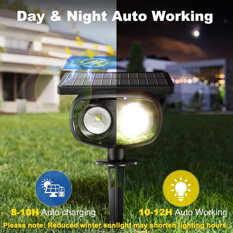MOFOYEAH 4 Pack Solar Spot Lights Outdoor Waterproof IP68, Super Bright 9 Colors LED Solar Lights Outdoor with 3 Brightness Fixable Colors for Yard Pathway Garden House Lawn - Image 5